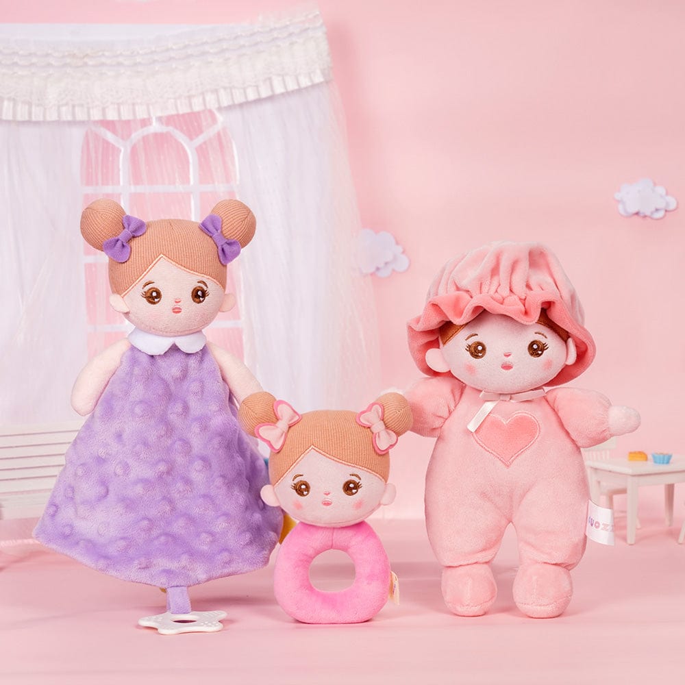 Mini Bambola Di Pezza Di Peluche Rosa Personalizzata - Con sonaglio e  asciugamano🔔