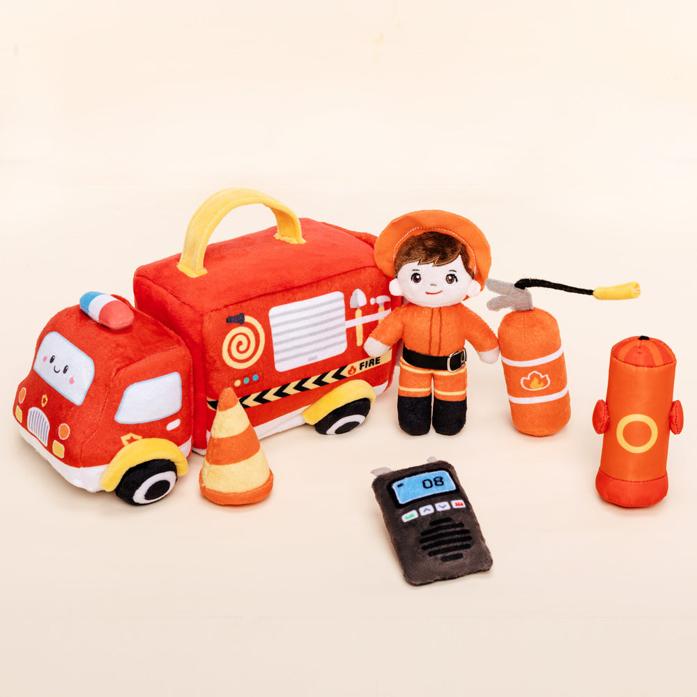 Personalizzati Primo Set da Gioco Sonori in Peluche di Storia di Pompiere per Bambini