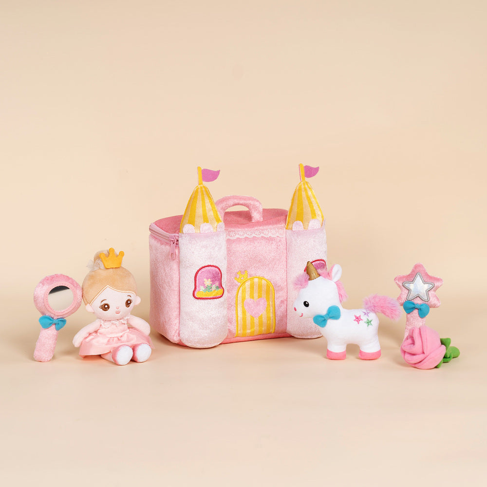 Personalizzati Primo Set da Gioco Sonori in Peluche di Castello della Principessa per Bambini