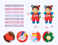 Carica l&#39;immagine nel visualizzatore di Gallery, Mini Bambola Per Bambina In Peluche Color Pelle Marrone Personalizzata