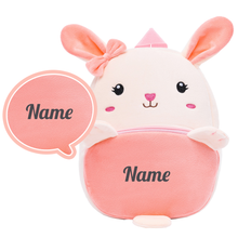 Carica l&#39;immagine nel visualizzatore di Gallery, Zaino per neonato in peluche con coniglio rosa personalizzato