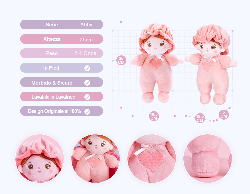 Mini Bambola Di Pezza Di Peluche Rosa Personalizzata