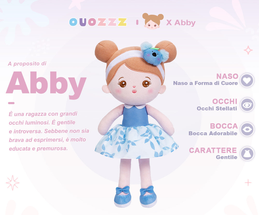 Bambola Per Bambina in Peluche Koala Blu Personalizzata