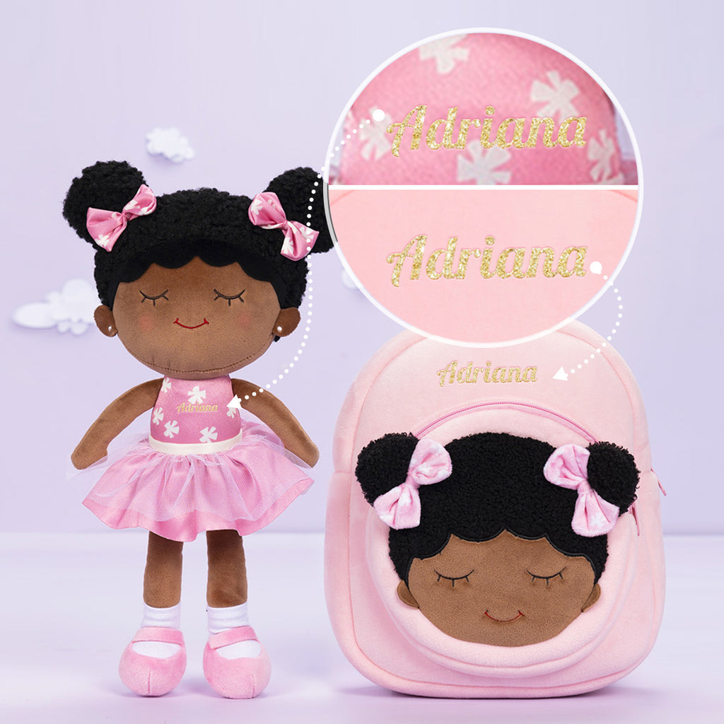 Bambola Dorata di Peluche Rosa Tono Della Pelle Profonda Personalizzata