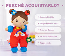 Carica l&#39;immagine nel visualizzatore di Gallery, Mini Bambola Per Bambina In Peluche Color Pelle Marrone Personalizzata