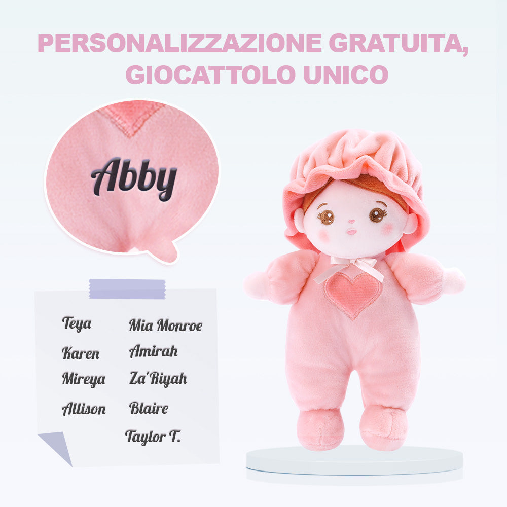 Mini Bambola Di Pezza Di Peluche Rosa Personalizzata