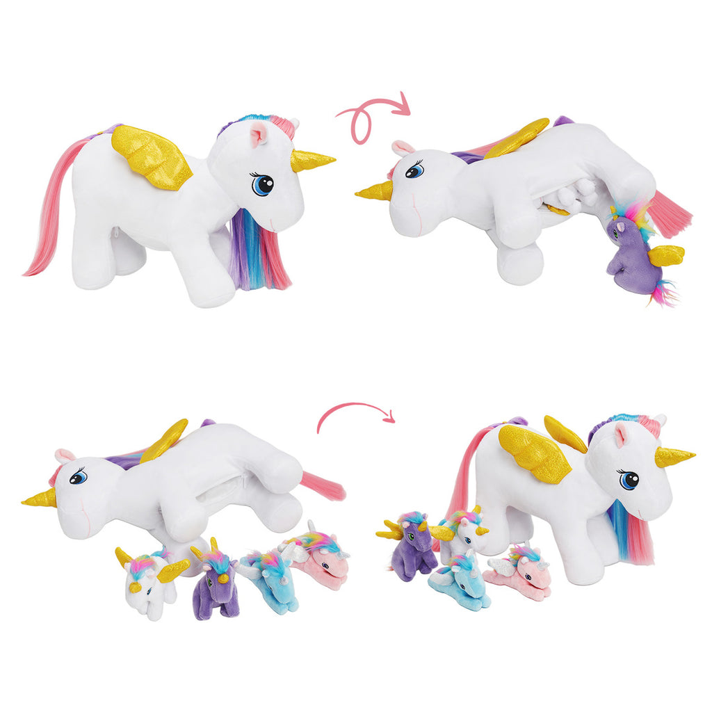 Regalo Set da Gioco in Peluche di Famiglia Unicorno con 4 Bambini per Bambini Piccoli