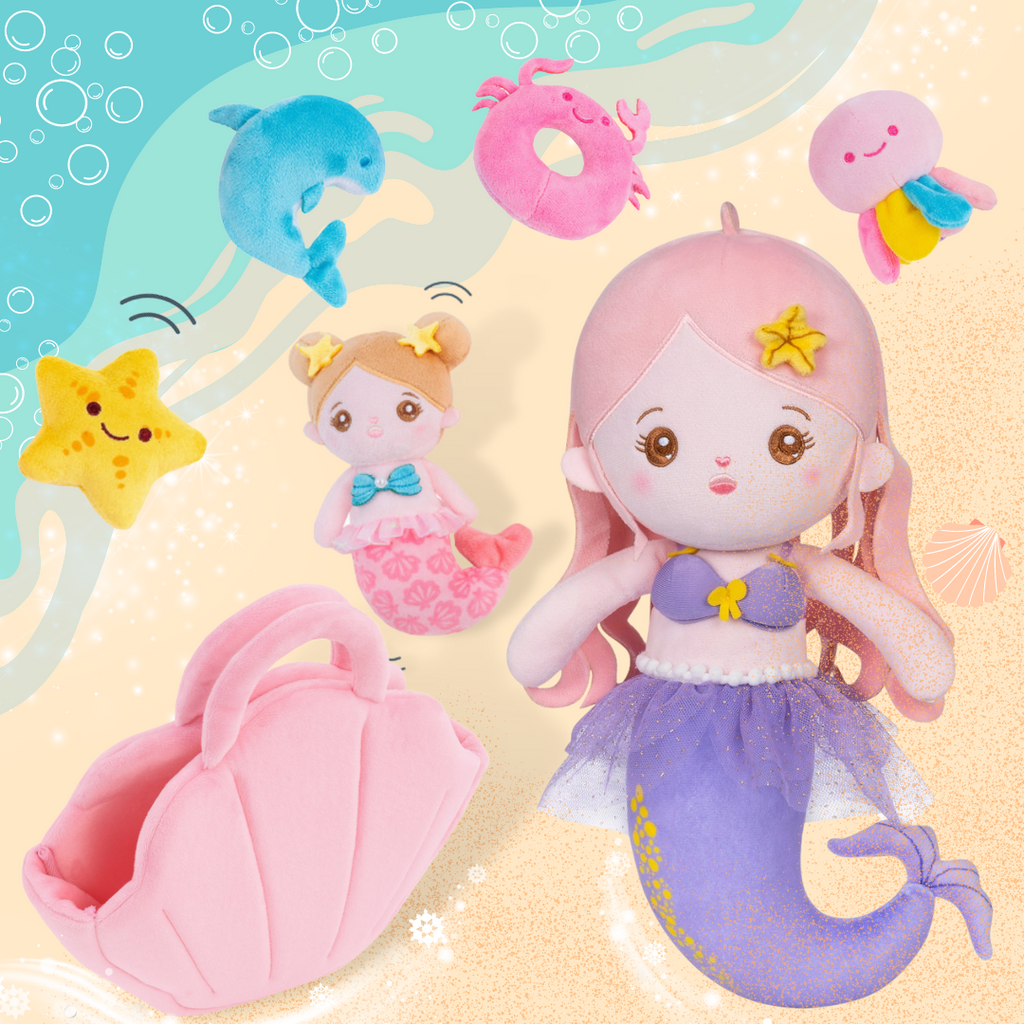 [Giocattolo sensoriale sirena + bambola] Playset e bambola di peluche per bambini personalizzati a tema sirena
