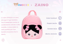 Carica l&#39;immagine nel visualizzatore di Gallery, Zaino per Bambina in Peluche Rosa Personalizzato Con Capelli Neri