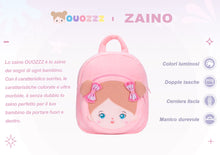 Carica l&#39;immagine nel visualizzatore di Gallery, Zaino per Neonata in Peluche Rosa Occhi Azzurri Personalizzato