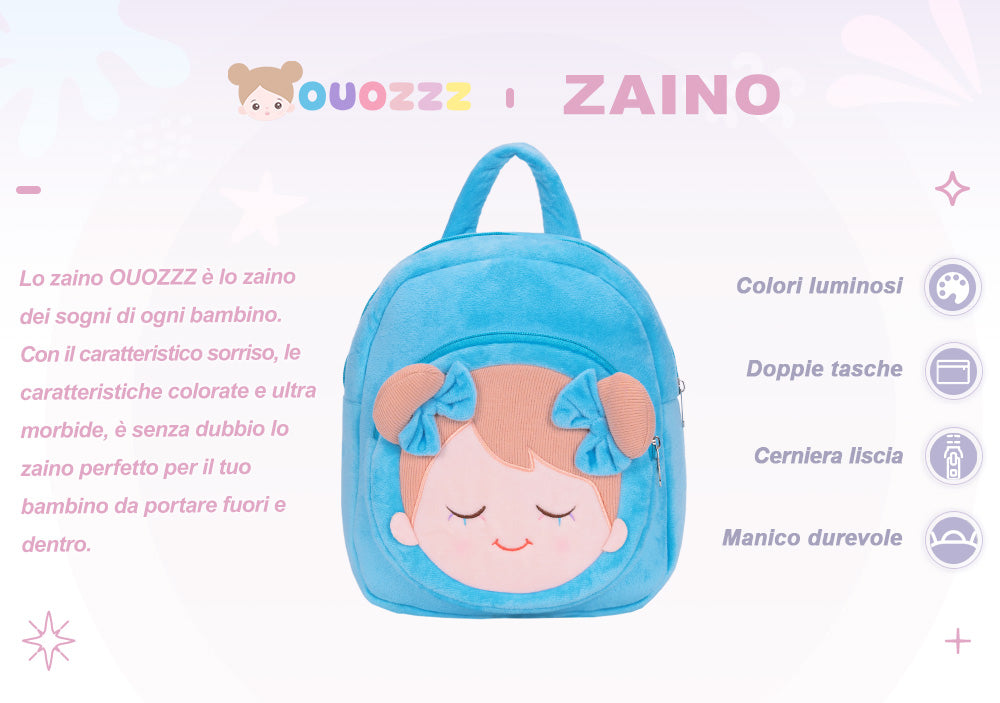 Zaino in Peluche Blu Personalizzato