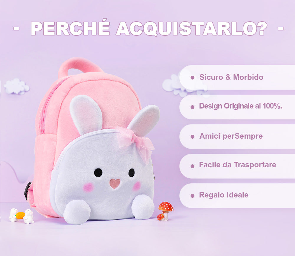 Zaino per neonato in peluche con coniglio rosa personalizzato, set regalo  per bambini di età 1 2 3