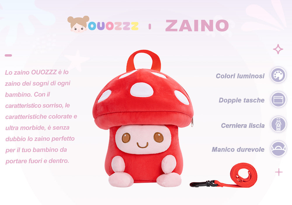 Personalizzato Zaino in Peluche di Fungo Rosso