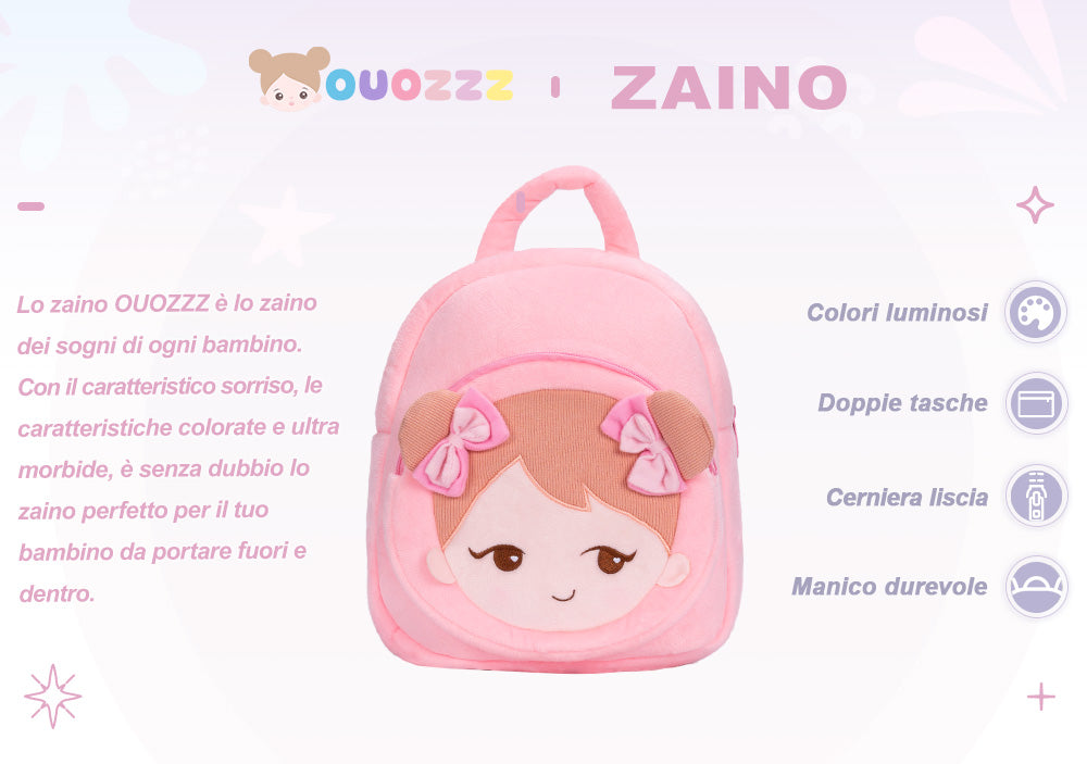 Zaino in Peluche Rosa Personalizzato per Ragazza Giocosa