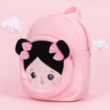 Carica l&#39;immagine nel visualizzatore di Gallery, OUOZZZ Personalized Black Hair Pink Plush Baby Girl Backpack