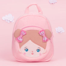 Carica l&#39;immagine nel visualizzatore di Gallery, OUOZZZ Personalized Blue Eyes Pink Plush Baby Girl Backpack