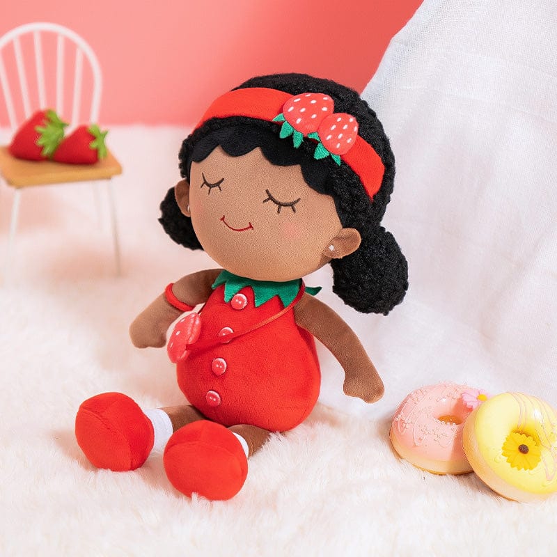 iFrodoll iFrodoll Personalized Deep Skin Tone Plush Strawberry Doll Red