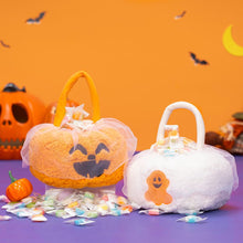 Carica l&#39;immagine nel visualizzatore di Gallery, OUOZZZ Halloween Yellow Pumpkin Basket White Ghost Cloth Gift Candy Basket