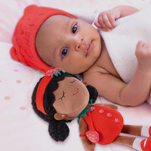 Carica l&#39;immagine nel visualizzatore di Gallery, iFrodoll iFrodoll Personalized Deep Skin Tone Plush Strawberry Doll Red