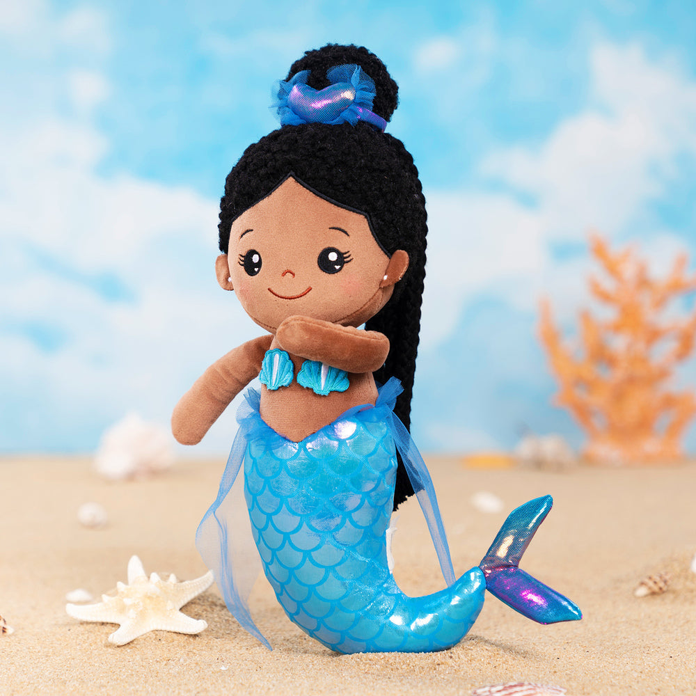 Personalizzato Deep Skin Tone Fantasy Mermaid Peluche Baby Girl Doll