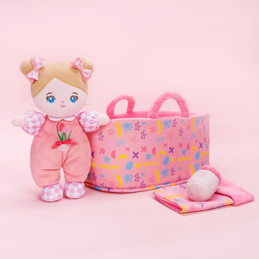 Set Regalo E Bambola Per Bambina In Peluche Mini Occhi Azzurri Persona –  It.Ouozzzshop