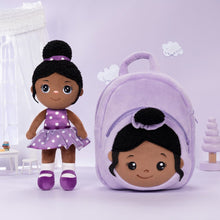 Carica l&#39;immagine nel visualizzatore di Gallery, lovinglydoll Personalized Deep Skin Tone Plush Doll Purple Nevaeh Doll+Backpack