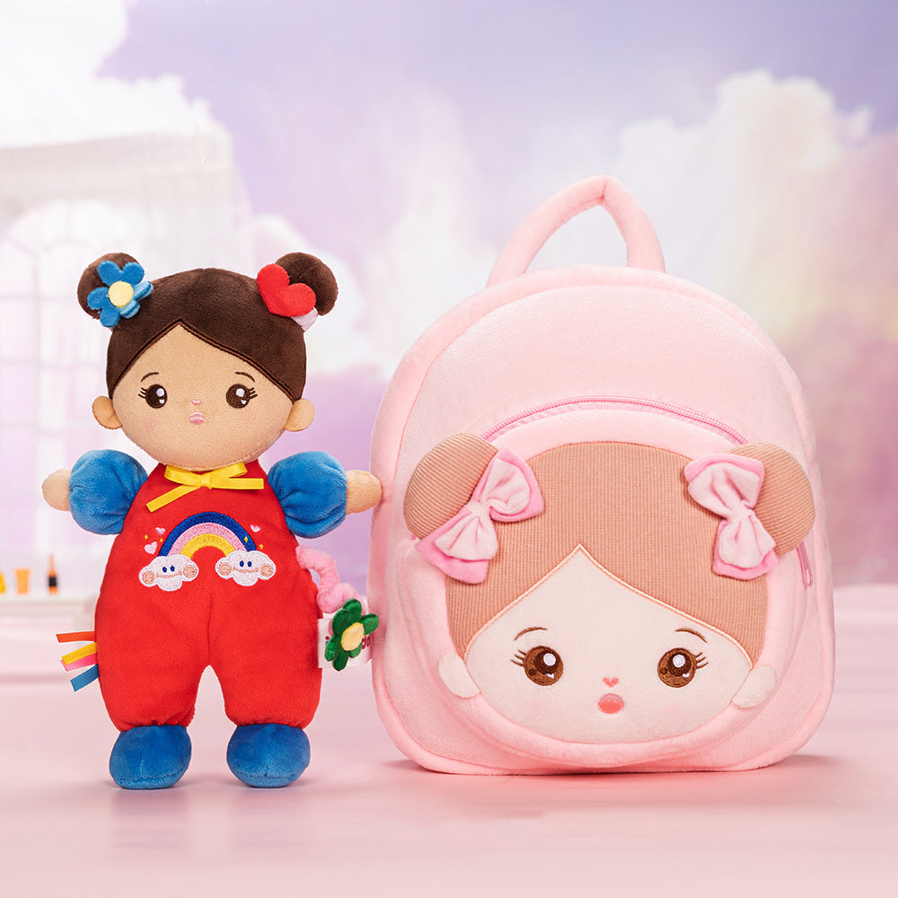 Mini Bambola Per Bambina In Peluche Color Pelle Marrone Personalizzata