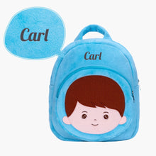 Carica l&#39;immagine nel visualizzatore di Gallery, OUOZZZ Personalized Blue Plush Baby Boy Backpack Only Backpack