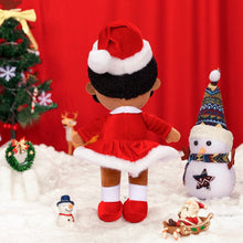 Carica l&#39;immagine nel visualizzatore di Gallery, OUOZZZ Personalized Deep Skin Tone Red Christmas Plush Baby Girl Doll