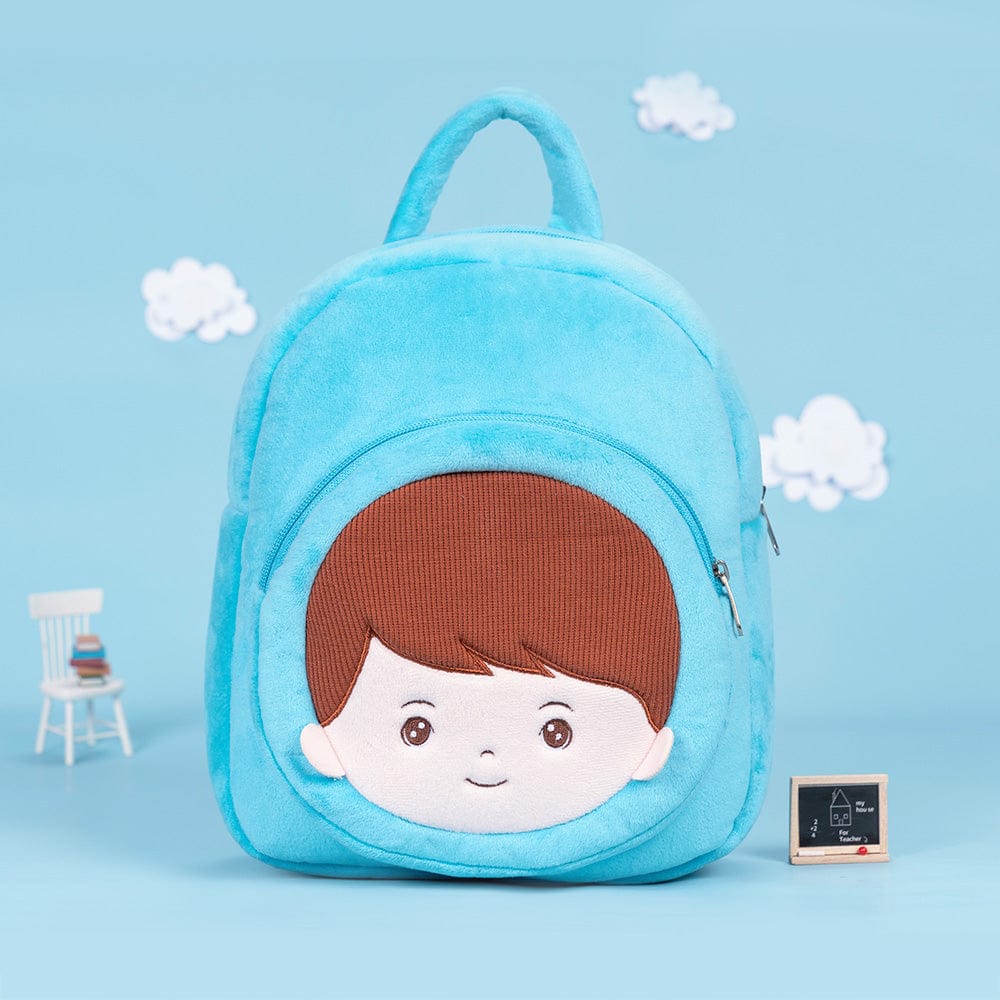 OUOZZZ Personalized Blue Plush Baby Boy Backpack