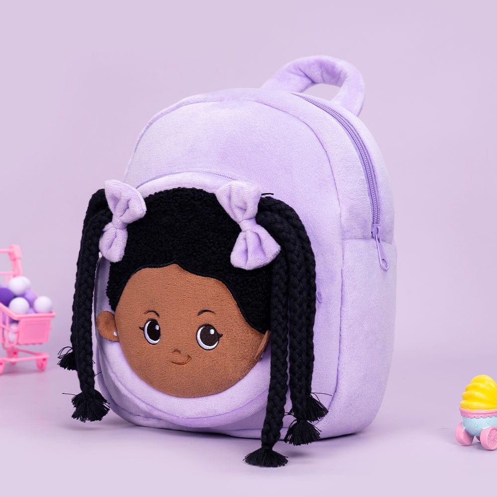 OUOZZZ Personalized Deep Skin Tone Plush Purple Ash Backpack Only Backpack
