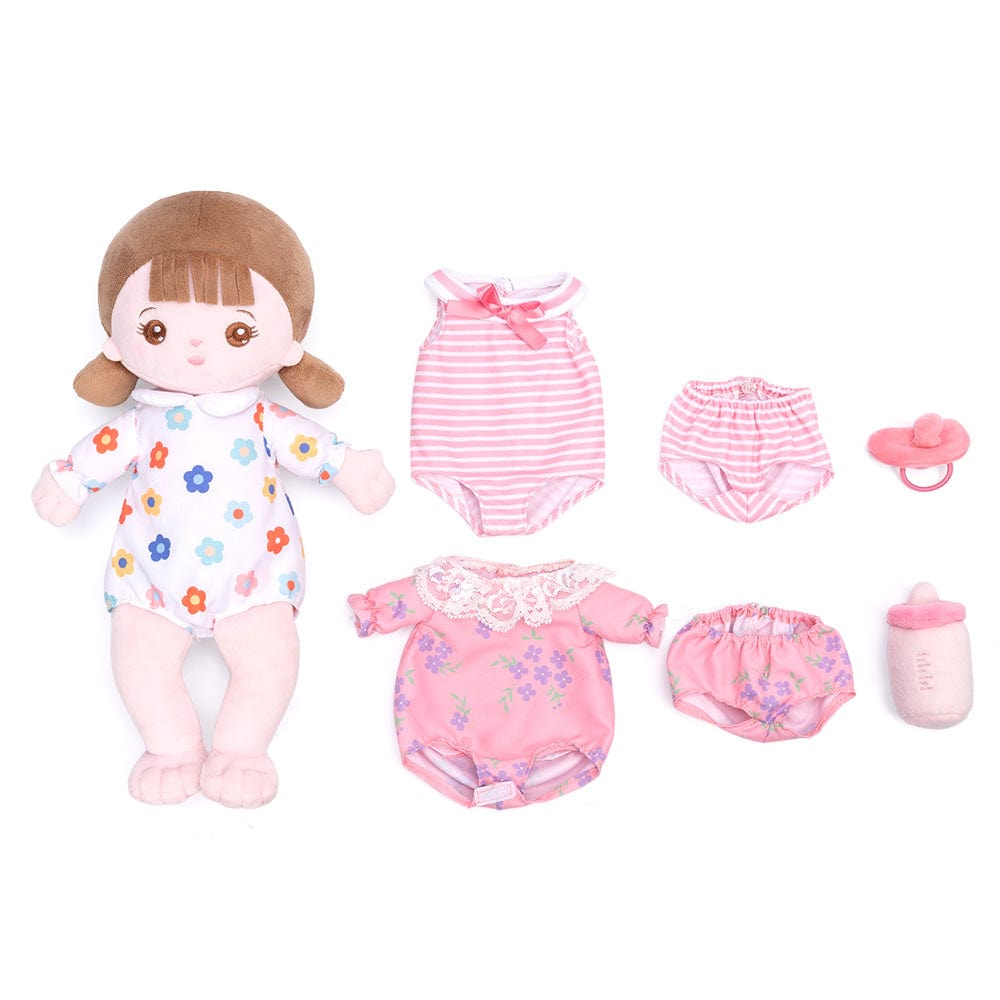 OUOZZZ Personalized White Sitting Position Plush Lite Baby Girl Doll Dress-up Set