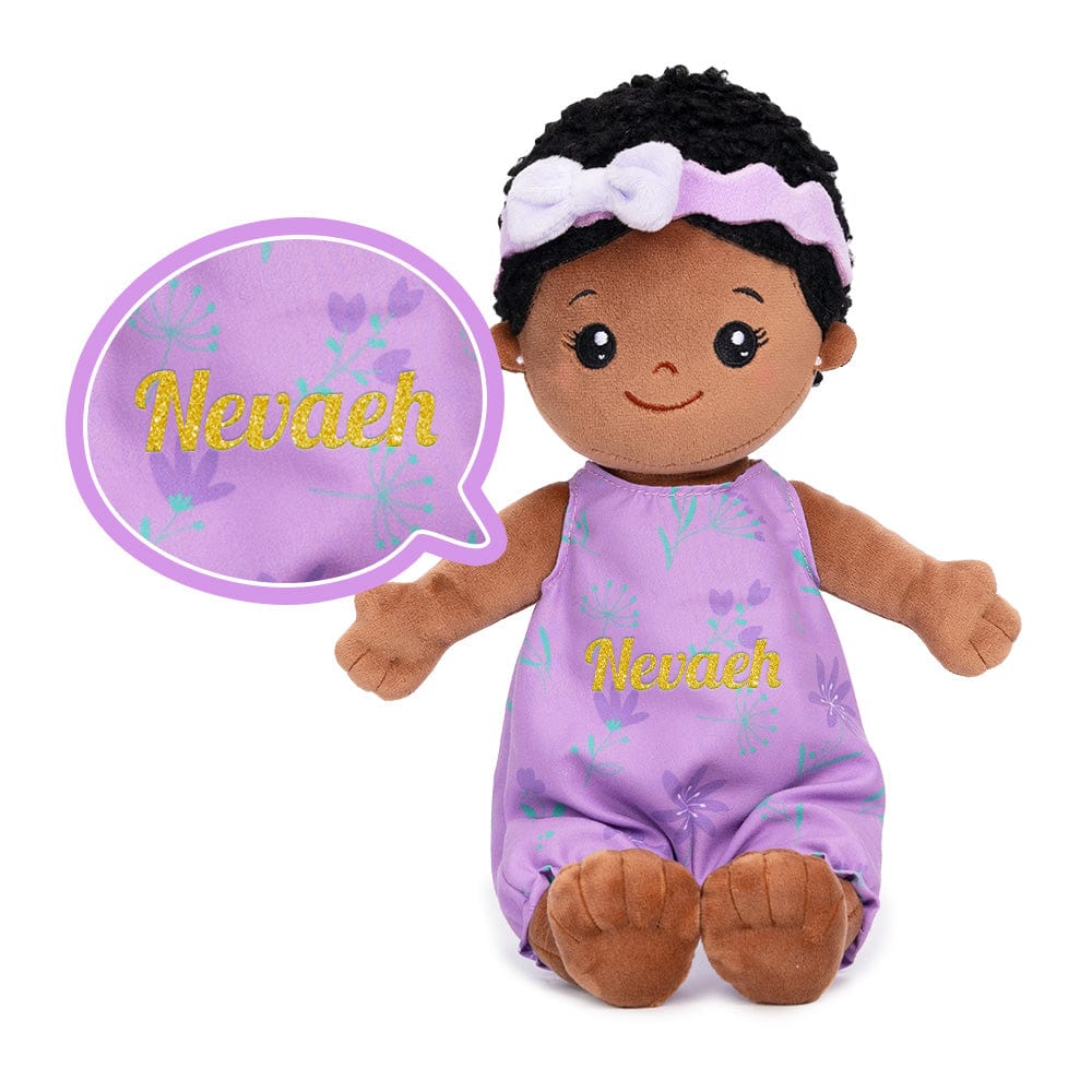 OUOZZZ Personalized Sitting Position Dress up Deep Skin Tone Plush Lite Baby Girl Doll