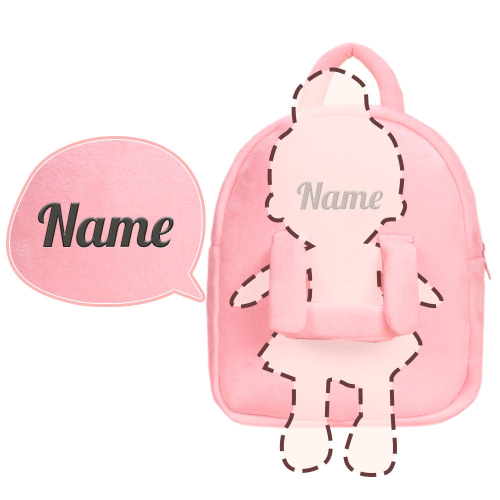 OUOZZZ Personalized Pink Plush Backpack with Doll Carrier Only Bag⭕️