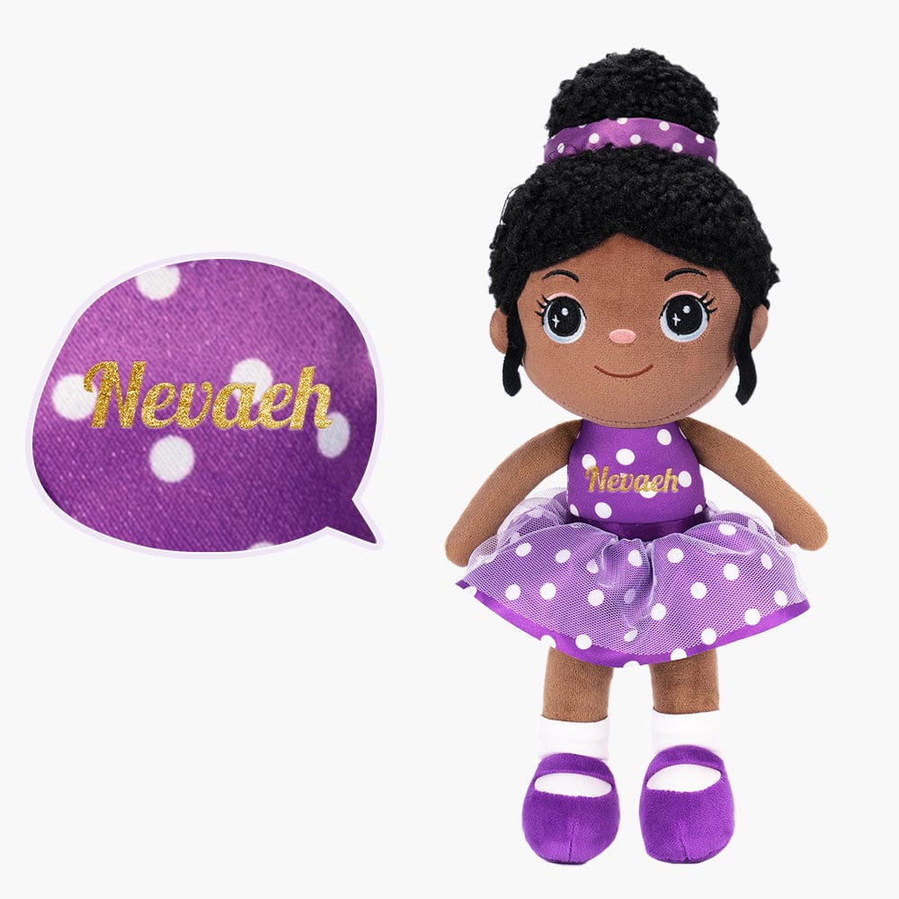 OUOZZZ Personalized Deep Skin Tone Plush Doll Purple Nevaeh Only Doll