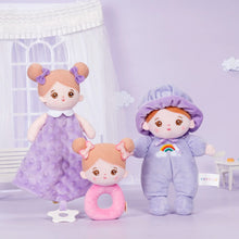 Carica l&#39;immagine nel visualizzatore di Gallery, OUOZZZ Personalized Purple Mini Plush Rag Baby Doll With Rattle &amp; Towel🔔