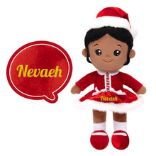 Carica l&#39;immagine nel visualizzatore di Gallery, OUOZZZ Personalized Deep Skin Tone Red Christmas Plush Baby Girl Doll Only Doll