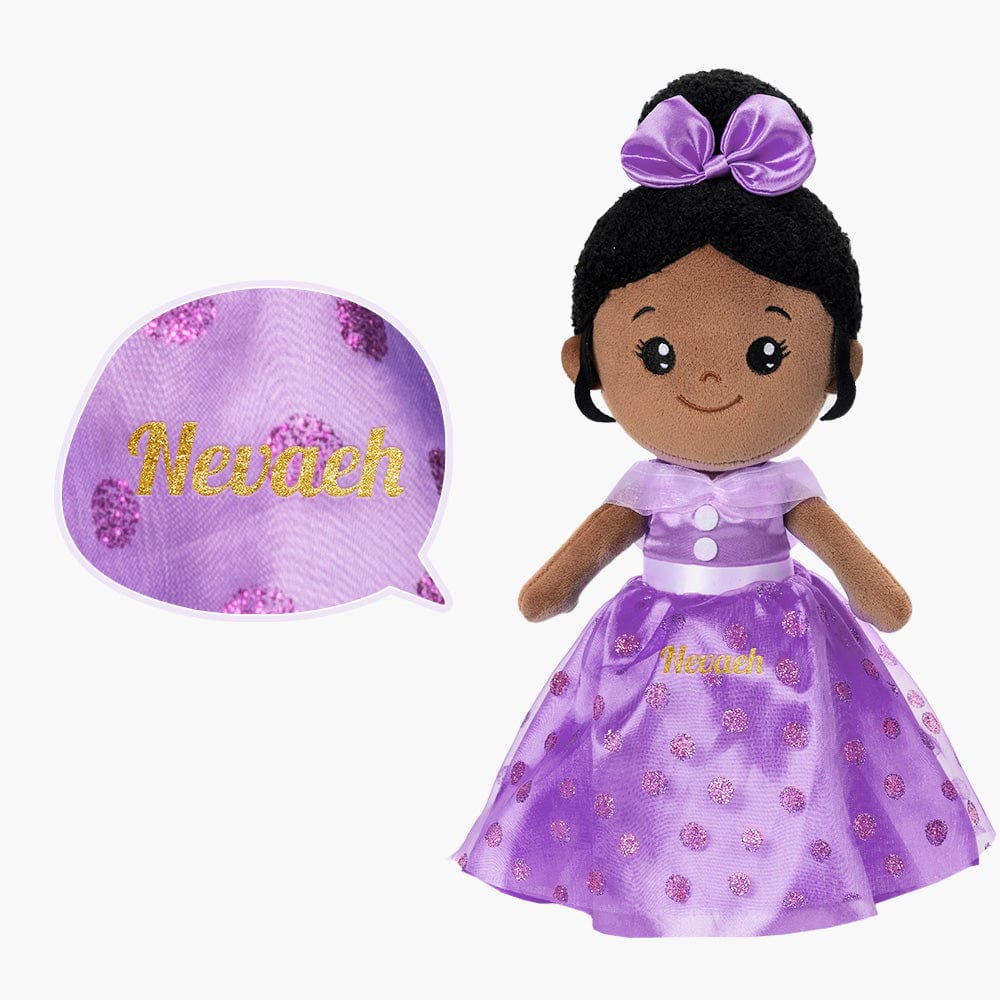 OUOZZZ Personalized Deep Skin Tone Plush Purple Princess Doll Only Doll