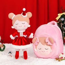 Carica l&#39;immagine nel visualizzatore di Gallery, OUOZZZ Personalized Red Christmas Plush Baby Girl Doll With Backpack
