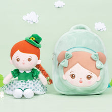 Carica l&#39;immagine nel visualizzatore di Gallery, OUOZZZ Personalized Green Plush Baby Backpack With Clover Abby