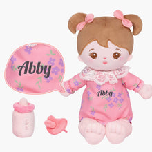 Carica l&#39;immagine nel visualizzatore di Gallery, OUOZZZ Personalized Pink Sitting Position Plush Lite Baby Girl Doll