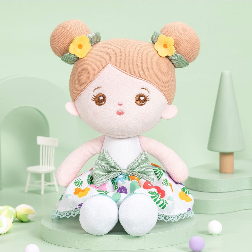 OUOZZZ Personalized Green Floral Girl Plush Doll