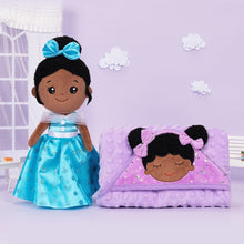 Carica l&#39;immagine nel visualizzatore di Gallery, OUOZZZ Personalized Deep Skin Tone Plush Blue Princess Doll
