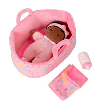 Carica l&#39;immagine nel visualizzatore di Gallery, Personalizedoll Personalized  Pink Mini Deep Skin Tone Plush Baby Girl Doll &amp; Gift Set Gift Set🎁