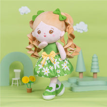 Carica l&#39;immagine nel visualizzatore di Gallery, Abito Floreale Verde Personalizzato Con Bambola Per Bambina In Peluche A Treccia