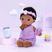 Carica l&#39;immagine nel visualizzatore di Gallery, OUOZZZ Personalized Sitting Position Dress up Deep Skin Tone Plush Lite Baby Girl Doll