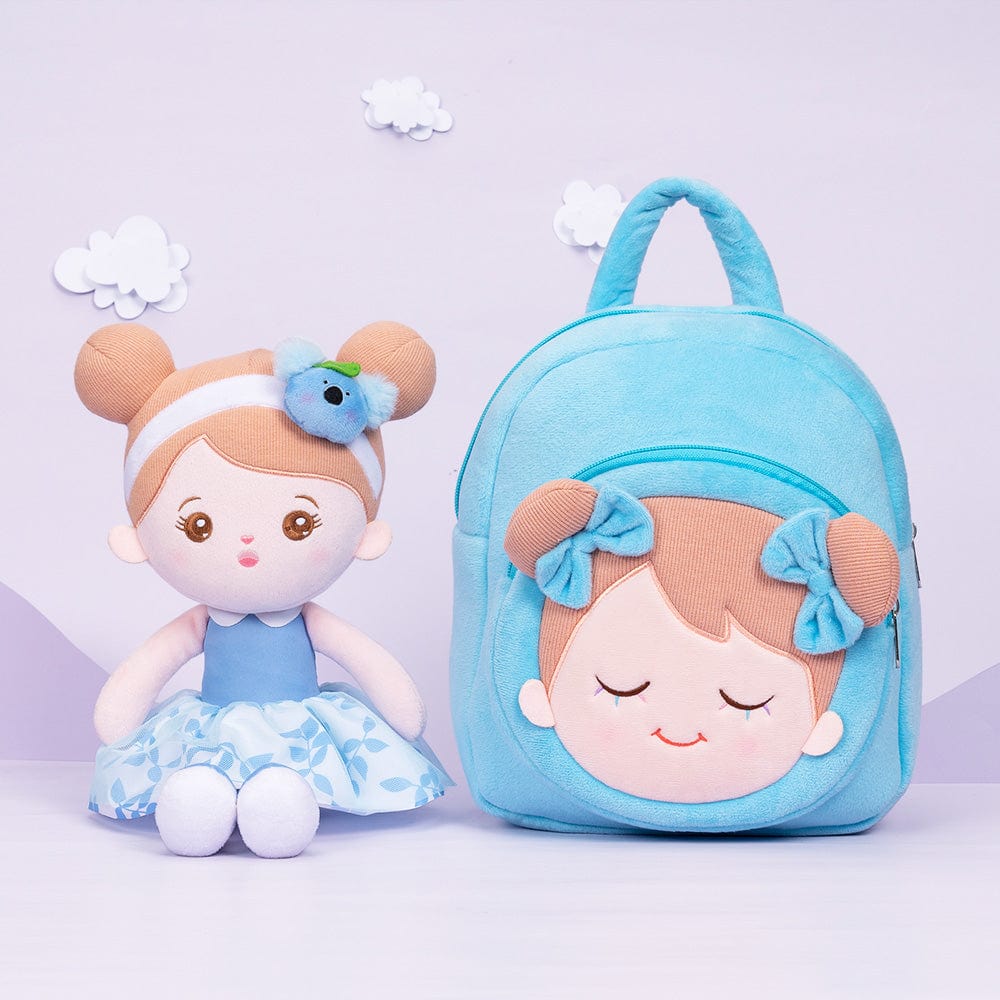 OUOZZZ Personalized Blue Koala Plush Baby Girl Doll With Backpack🎒