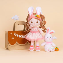 Carica l&#39;immagine nel visualizzatore di Gallery, OUOZZZ Personalized Big Ears Bunny Plush Baby Girl Doll Gift Bag Set