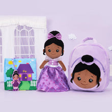 Carica l&#39;immagine nel visualizzatore di Gallery, OUOZZZ Personalized Deep Skin Tone Plush Purple Princess Doll