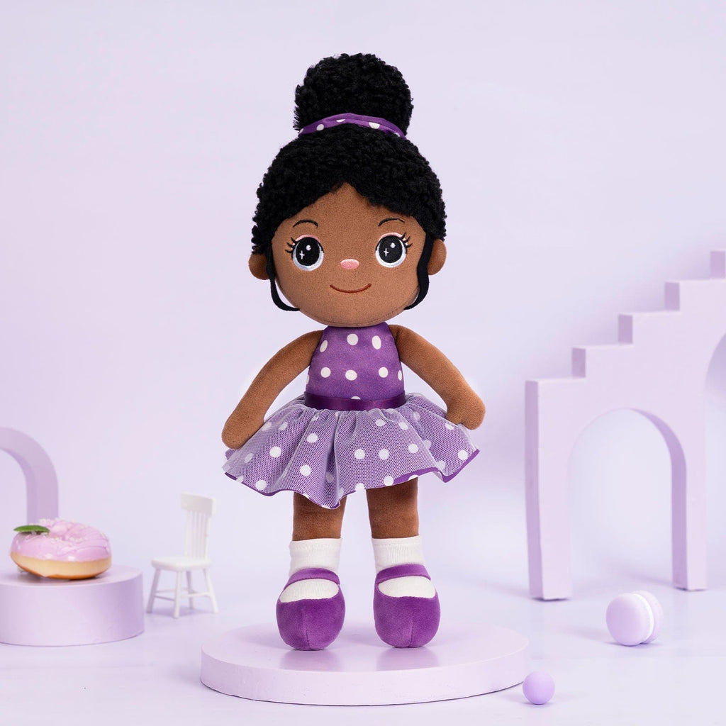 lovinglydoll Personalized Deep Skin Tone Plush Doll Purple Nevaeh